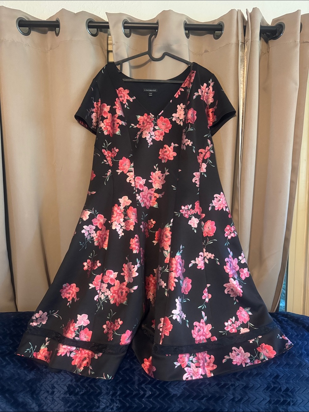 Lane Bryant Black Floral Wedding Guest Dress